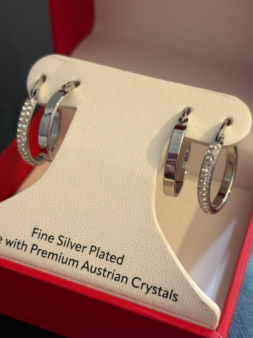 Sofia James NY Silver Plated Crystal Hoop Earring Set